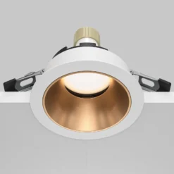 Lámpara empotrable Maytoni Share, blanco/oro, Ø 8,5 cm, aluminio, GU10