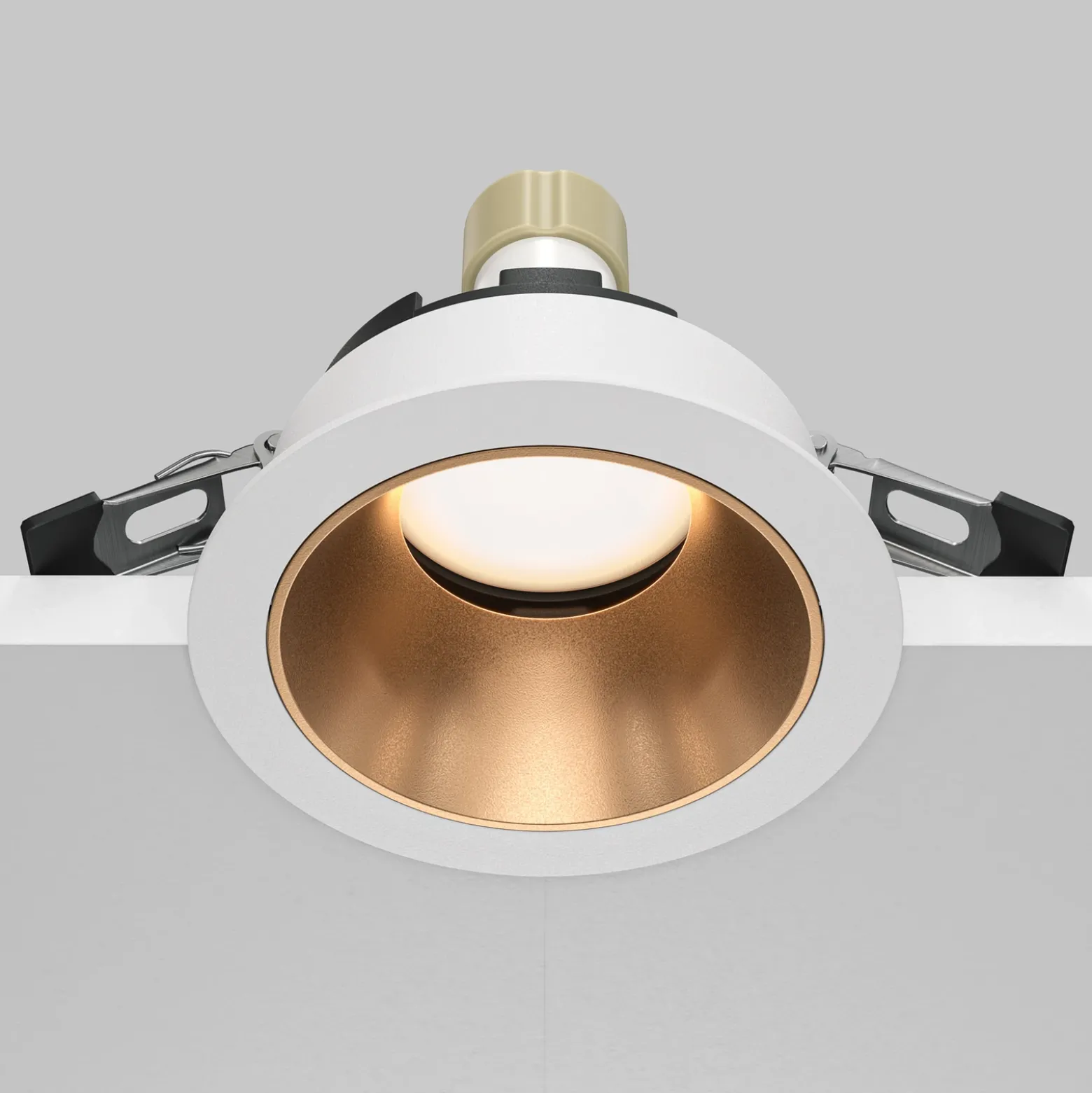 Lámpara empotrable Maytoni Share, blanco/oro, Ø 8,5 cm, aluminio, GU10