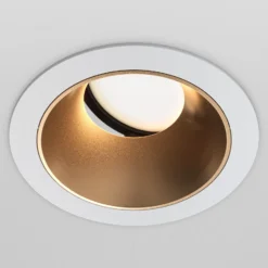 Lámpara empotrable Maytoni Share, blanco/oro, Ø 8,5 cm, aluminio, GU10