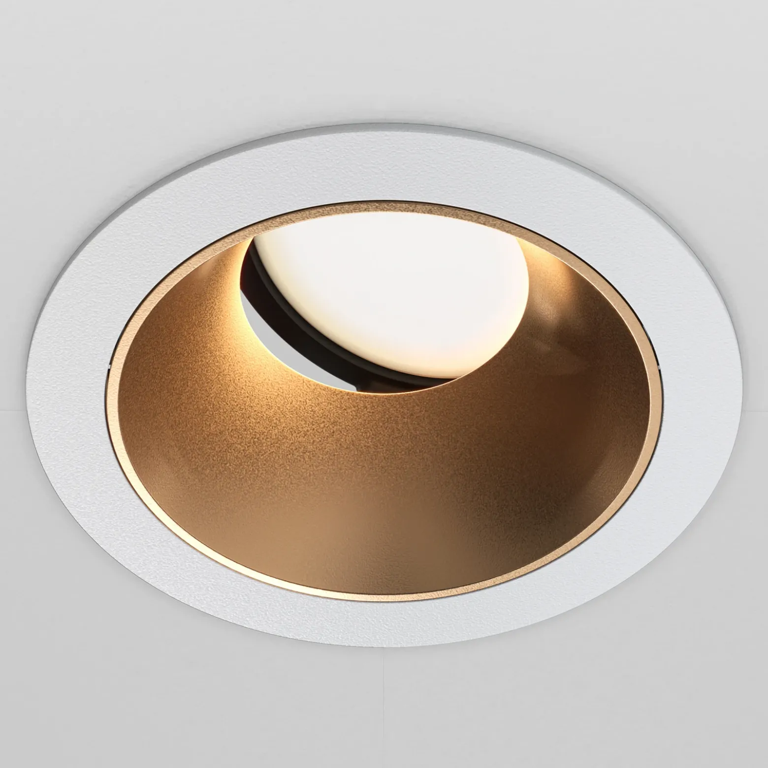 Lámpara empotrable Maytoni Share, blanco/oro, Ø 8,5 cm, aluminio, GU10