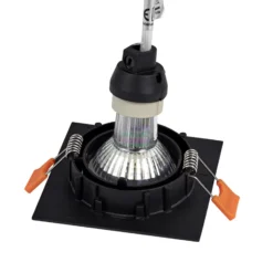 Lámpara empotrable PRIOS Fibur, negra, 9 cm, GU10
