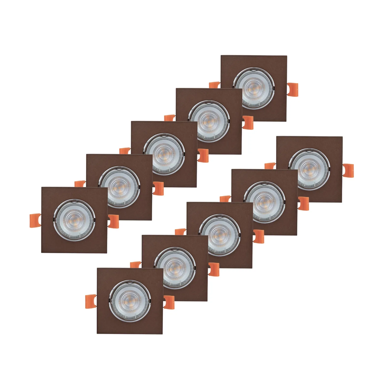 Lámpara empotrable PRIOS Fibur, bronce mate, 9 cm, GU10, 10 unidades