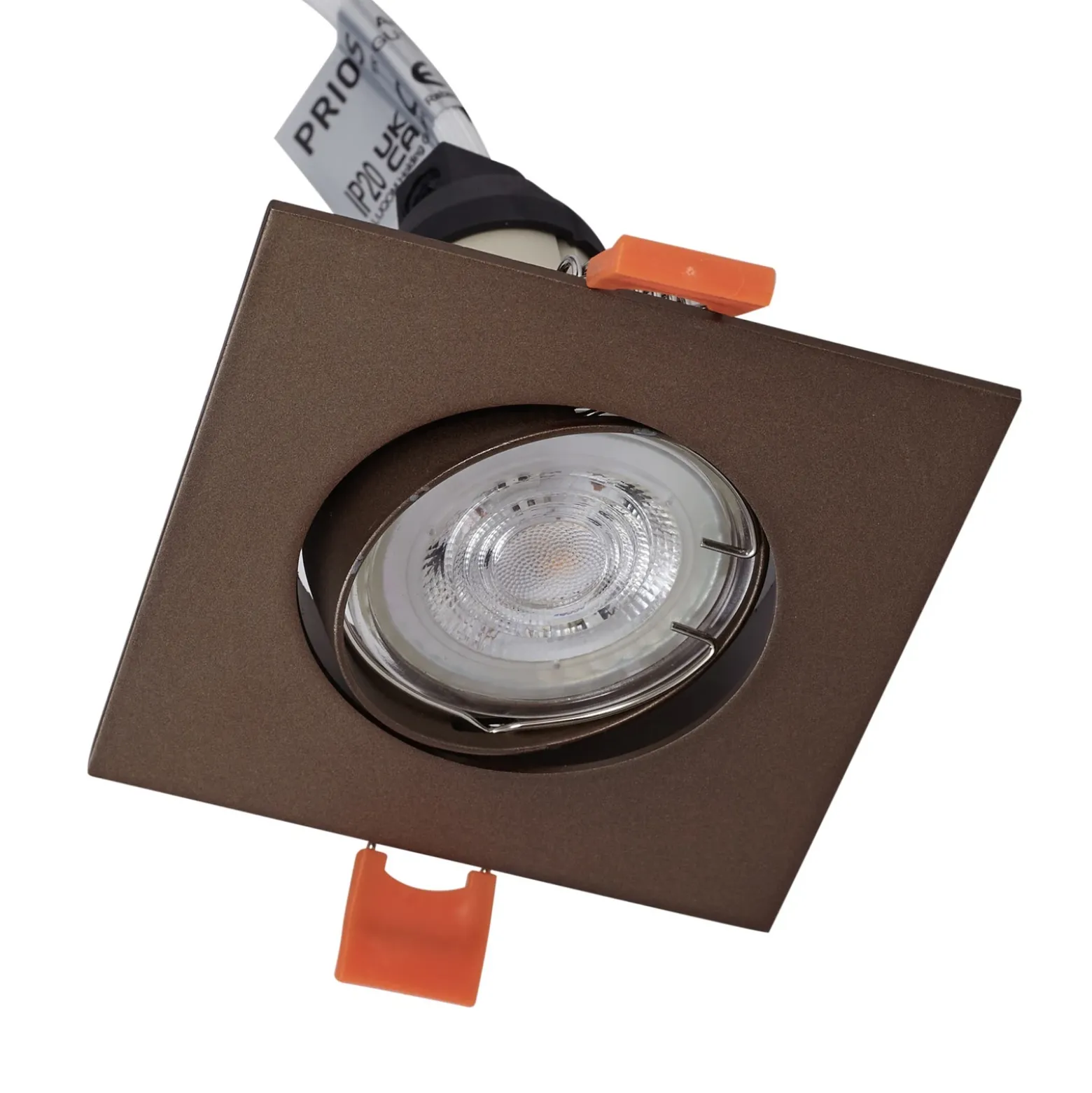 Lámpara empotrable PRIOS Fibur, bronce mate, 9 cm, GU10