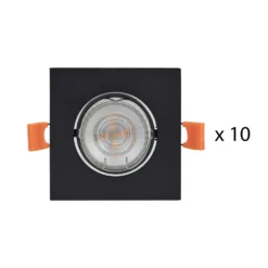 Lámpara empotrable PRIOS Fibur, negra, 9 cm, GU10, paquete de 10