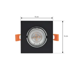 Lámpara empotrable PRIOS Fibur, negra, 9 cm, GU10, paquete de 10