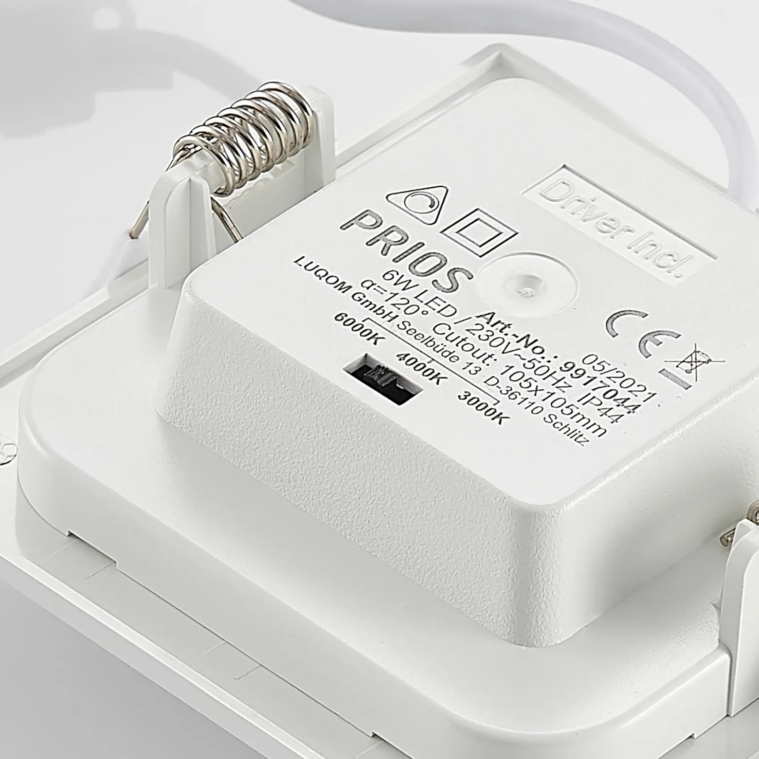 Lámpara empotrable Prios LED Helina, blanca, 11,5 cm, atenuable