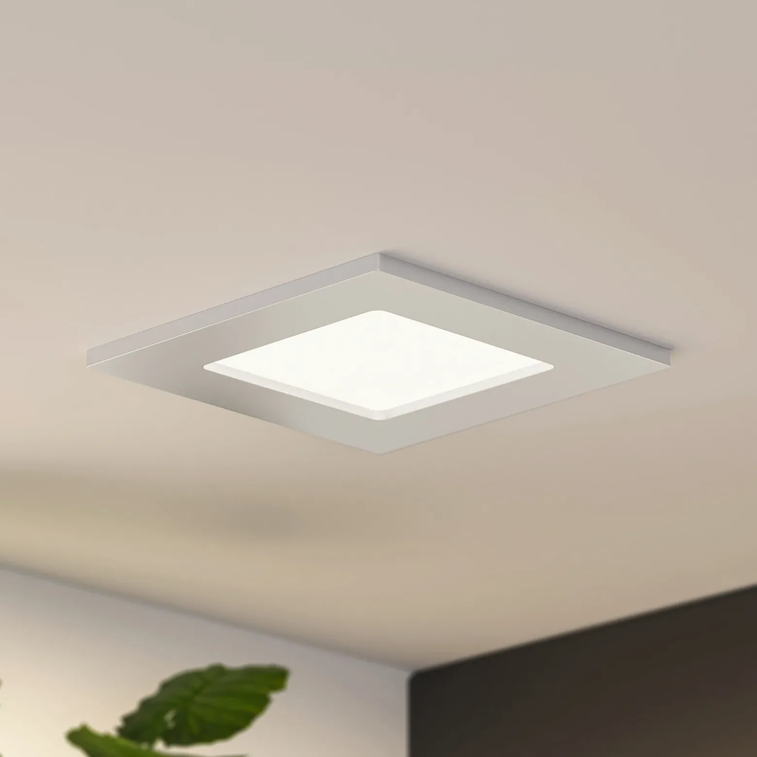 Lámpara empotrable Prios LED Helina, plata, 11,5 cm, atenuable