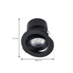 Lámpara empotrable Prios LED Shima, negra, 7 W, 3000K, atenuable