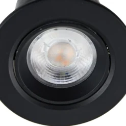 Lámpara empotrable Prios LED Shima, negra, 7 W, 3000K, atenuable