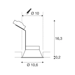 Lámpara empotrable SLV Horn, QPAR51, negra, aluminio, Ø 10,5 cm