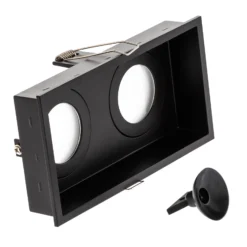 Lámpara empotrada Hyde, 2 luces IP44 en negro