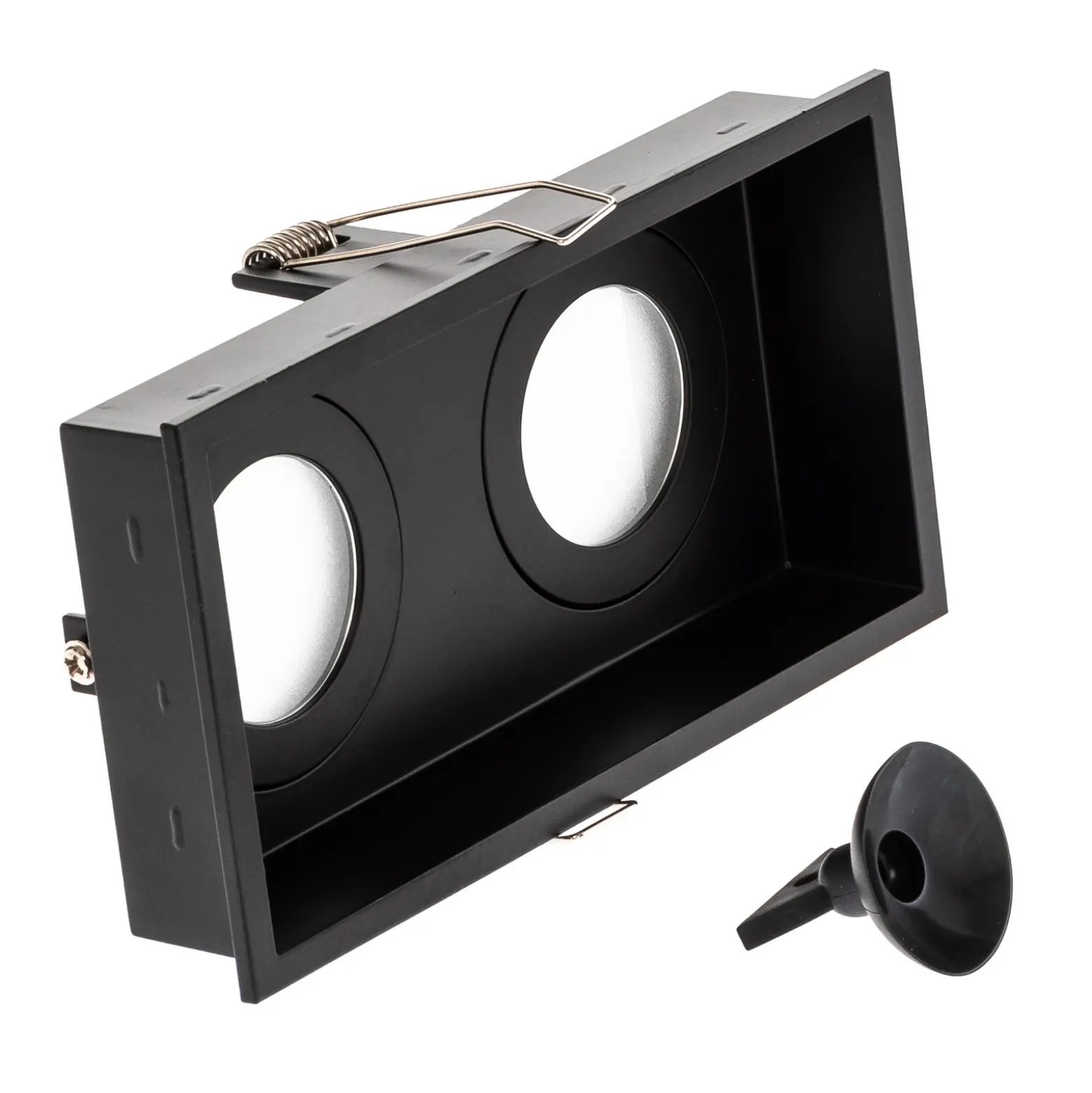 Lámpara empotrada Hyde, 2 luces IP44 en negro