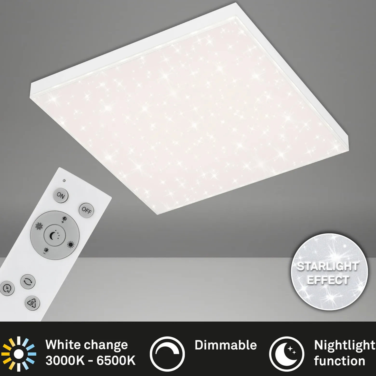 Lámpara estrellada LED Frameless CCT, 45x45cm