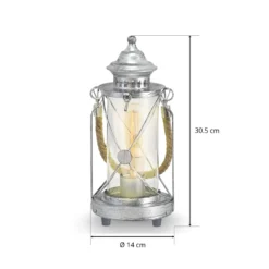 Lámpara farol de sobremesa Kirian plata antigua