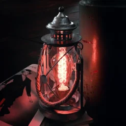 Lámpara farol de sobremesa Kirian plata antigua