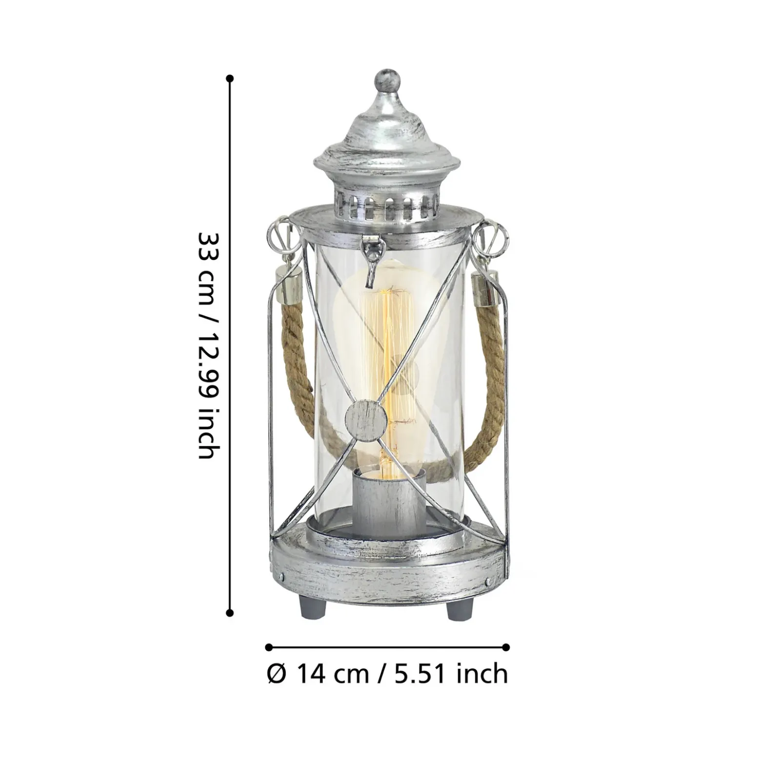 Lámpara farol de sobremesa Kirian plata antigua
