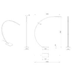 Lámpara LED arqueada Curve, negra, mármol, 192 cm, atenuable