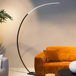 Lámpara LED arqueada Curve, negra, mármol, 192 cm, atenuable