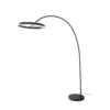 Lámpara LED arqueada Lucande Yekta, negra, 183 cm, atenuable