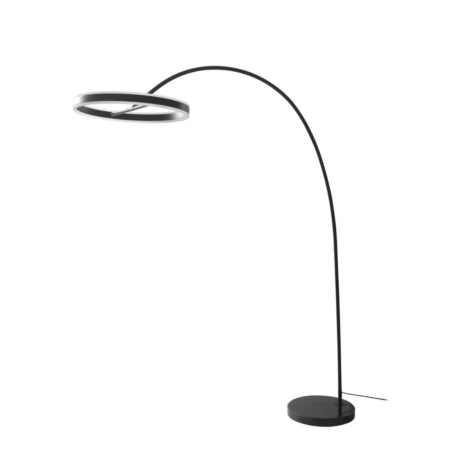 Lámpara LED arqueada Lucande Yekta, negra, 183 cm, atenuable