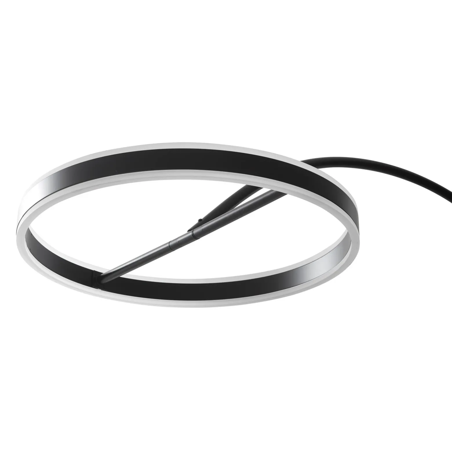 Lámpara LED arqueada Lucande Yekta, negra, 183 cm, atenuable