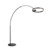 lámpara LED arqueada Ringlux, negra, metal, CCT, atenuador