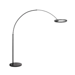 lámpara LED arqueada Ringlux, negra, metal, CCT, atenuador