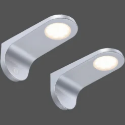 Lámpara LED bajo mueble Amon, plata, 15 cm de largo, juego de 2, atenuable