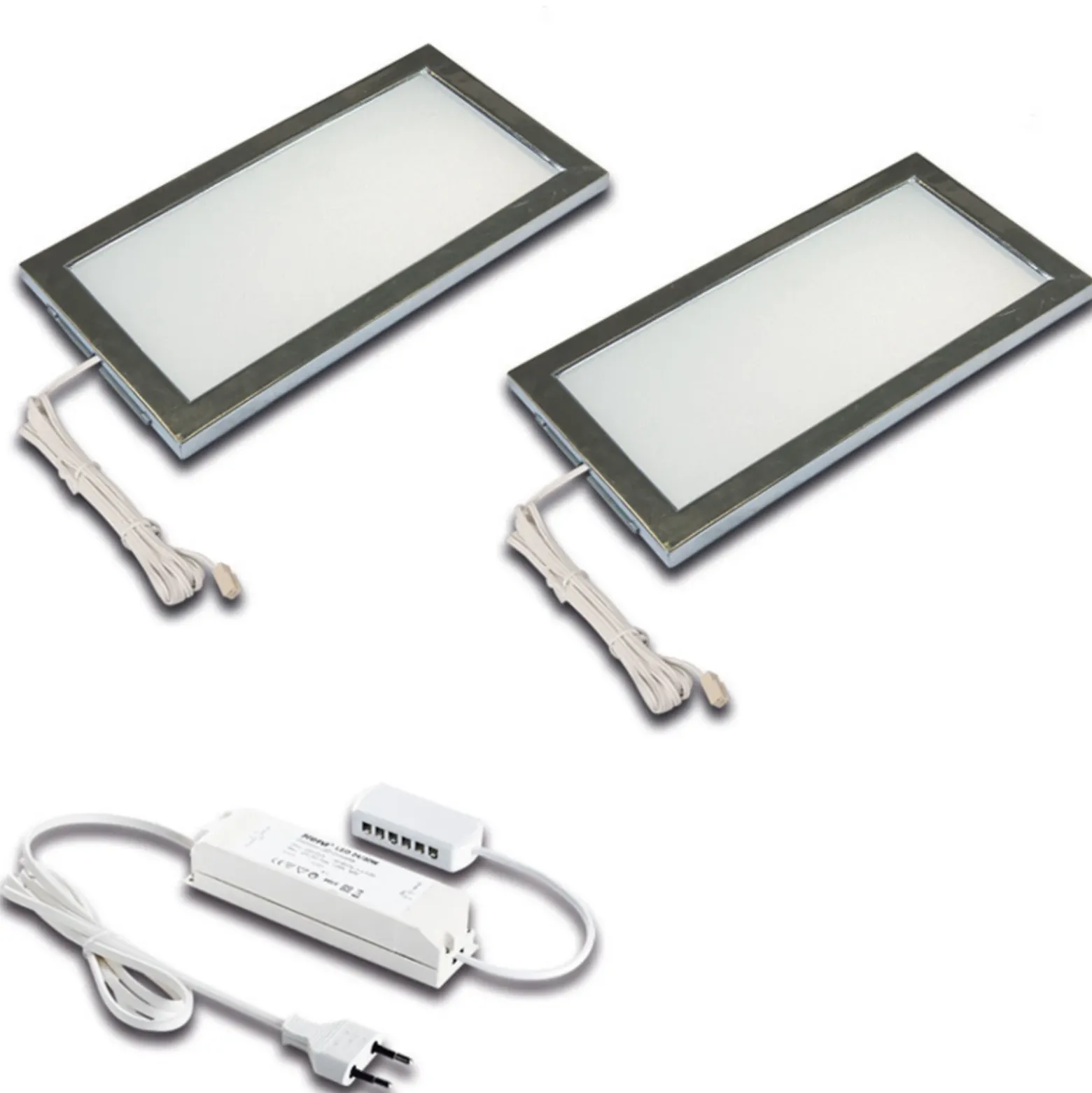 Lámpara LED bajo mueble Sky, juego de 2, 4000 K, acero inoxidable