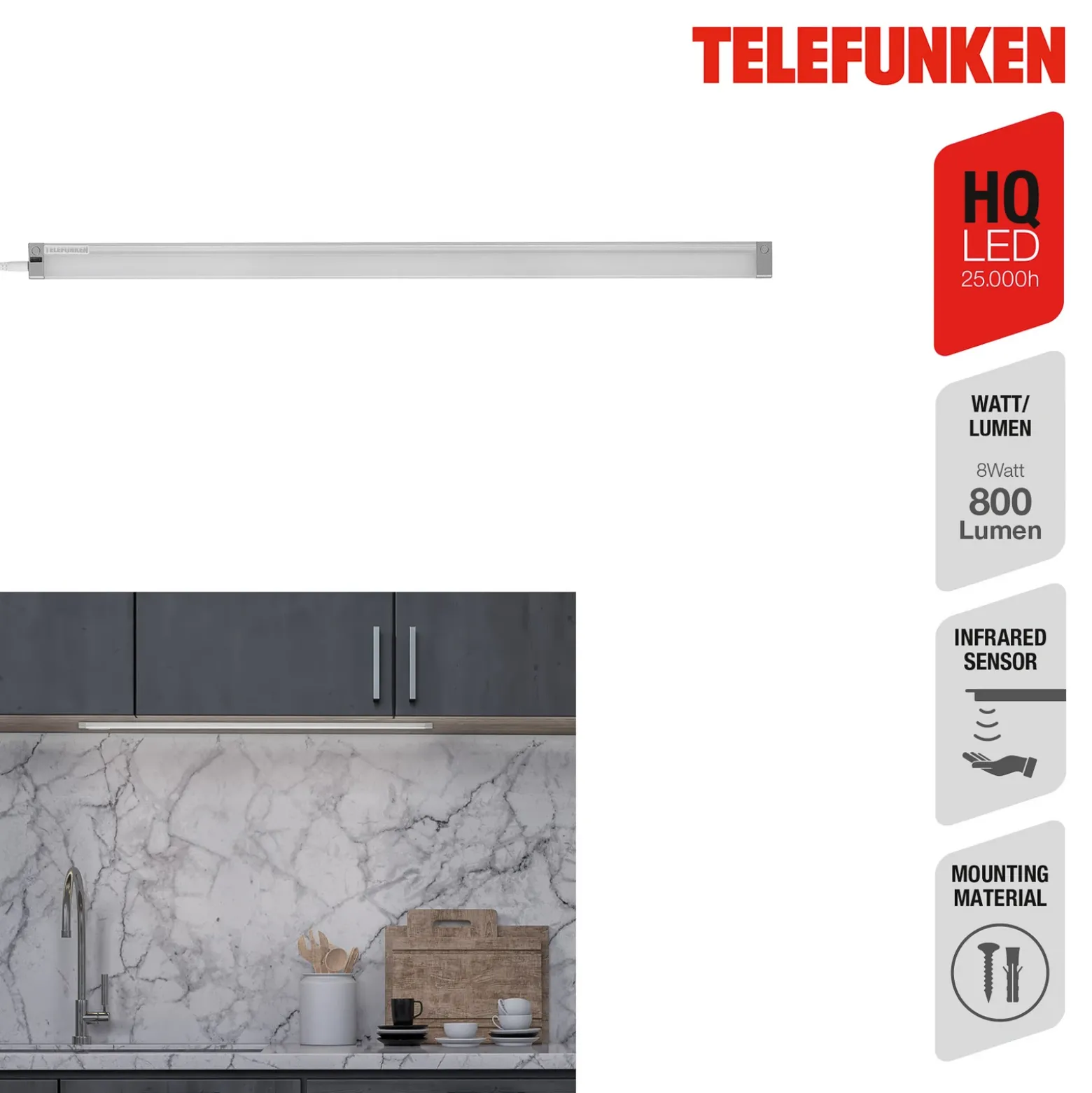 Lámpara LED bajo mueble Zeus, longitud 57 cm