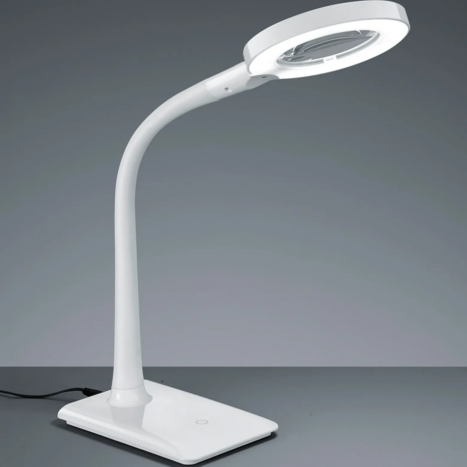 Lámpara LED con lupa Lupo en blanco