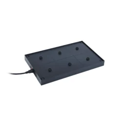 Lámpara LED de mesa recargable Quill cromada/beige/negra, estación de carga