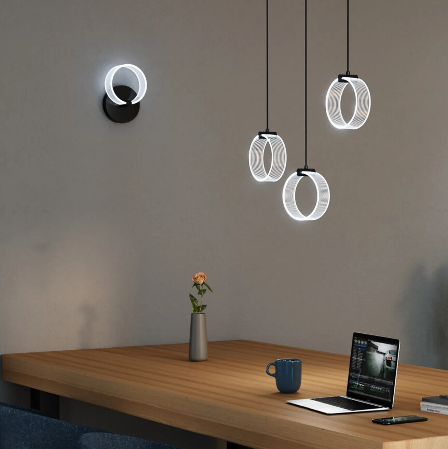 Lámpara LED de pared OSRAM Decor Circle, CCT, negro