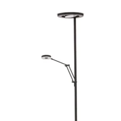 lámpara LED de pie Barrie con brazo de lectura, negro mate