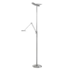 Lámpara LED de pie Sapporo, CCT, brazo de lectura, níquel