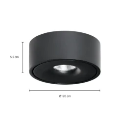Lámpara LED de techo Arcchio Rotari, negra, de metal, Ø 12 cm