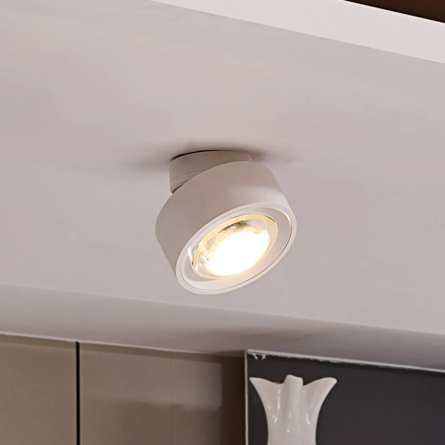 Lámpara LED de techo Arcchio Rotari, blanca, 12 cm, orientable