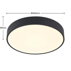 Lámpara LED de techo Arcchio Vanida, negra, Ø 40 cm, arriba/abajo