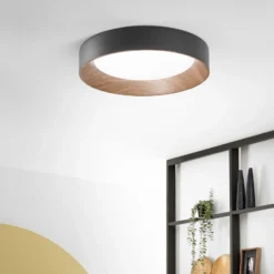 lámpara LED de techo Arka, Ø 50 cm, negro, metal, CCT