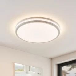 Lámpara LED de techo Arnim, blanca, plástico, Ø 49cm, IP44