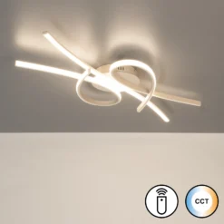 Lámpara LED de techo Biba, color arena, longitud 100 cm, metal, CCT