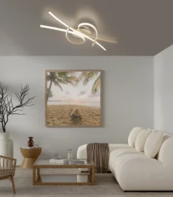 Lámpara LED de techo Biba, color arena, longitud 100 cm, metal, CCT
