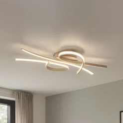 Lámpara LED de techo Biba, color arena, longitud 100 cm, metal, CCT