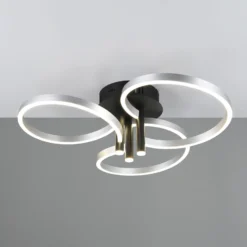 Lámpara LED de techo Caruso, aluminio/negro, Ø 66 cm, metal CCT atenuable