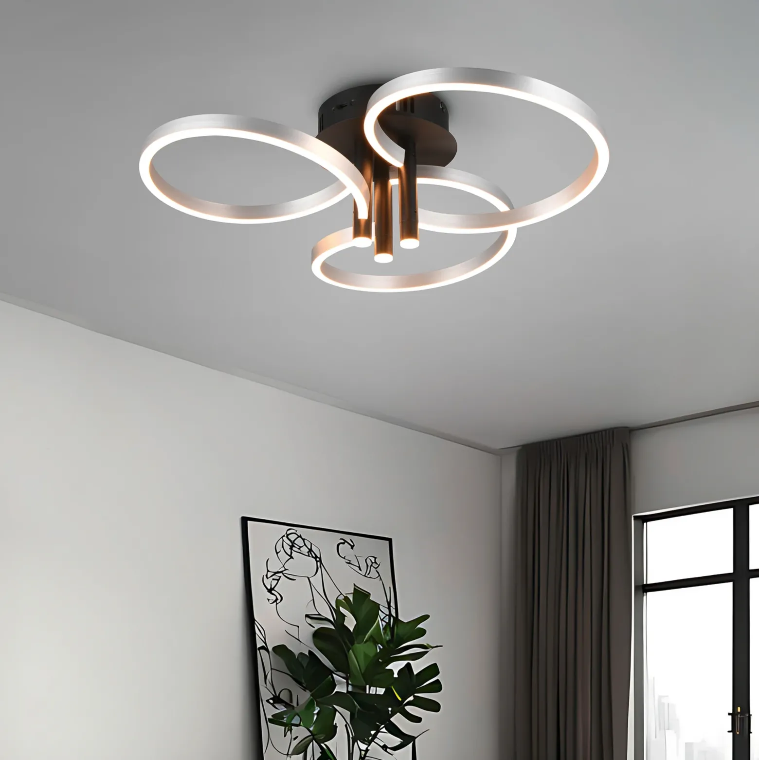 Lámpara LED de techo Caruso, aluminio/negro, Ø 66 cm, metal CCT atenuable