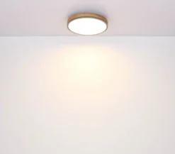Lámpara LED de techo Doro, Ø 60 cm, grafito oscuro/madera, madera, CCT