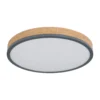 Lámpara LED de techo Doro, Ø 45 cm, grafito oscuro/madera, madera, 830