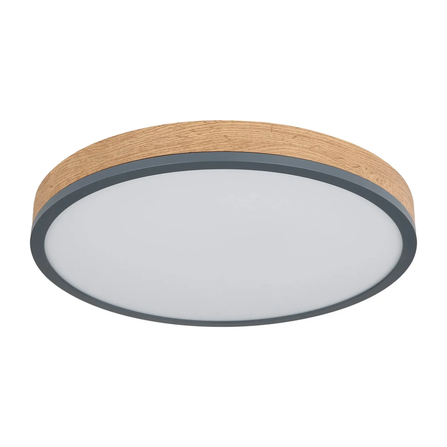 Lámpara LED de techo Doro, Ø 45 cm, grafito oscuro/madera, madera, 830
