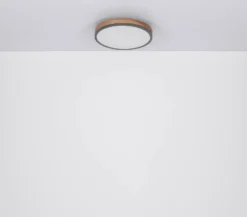 Lámpara LED de techo Doro, Ø 45 cm, grafito oscuro/madera, madera, 830