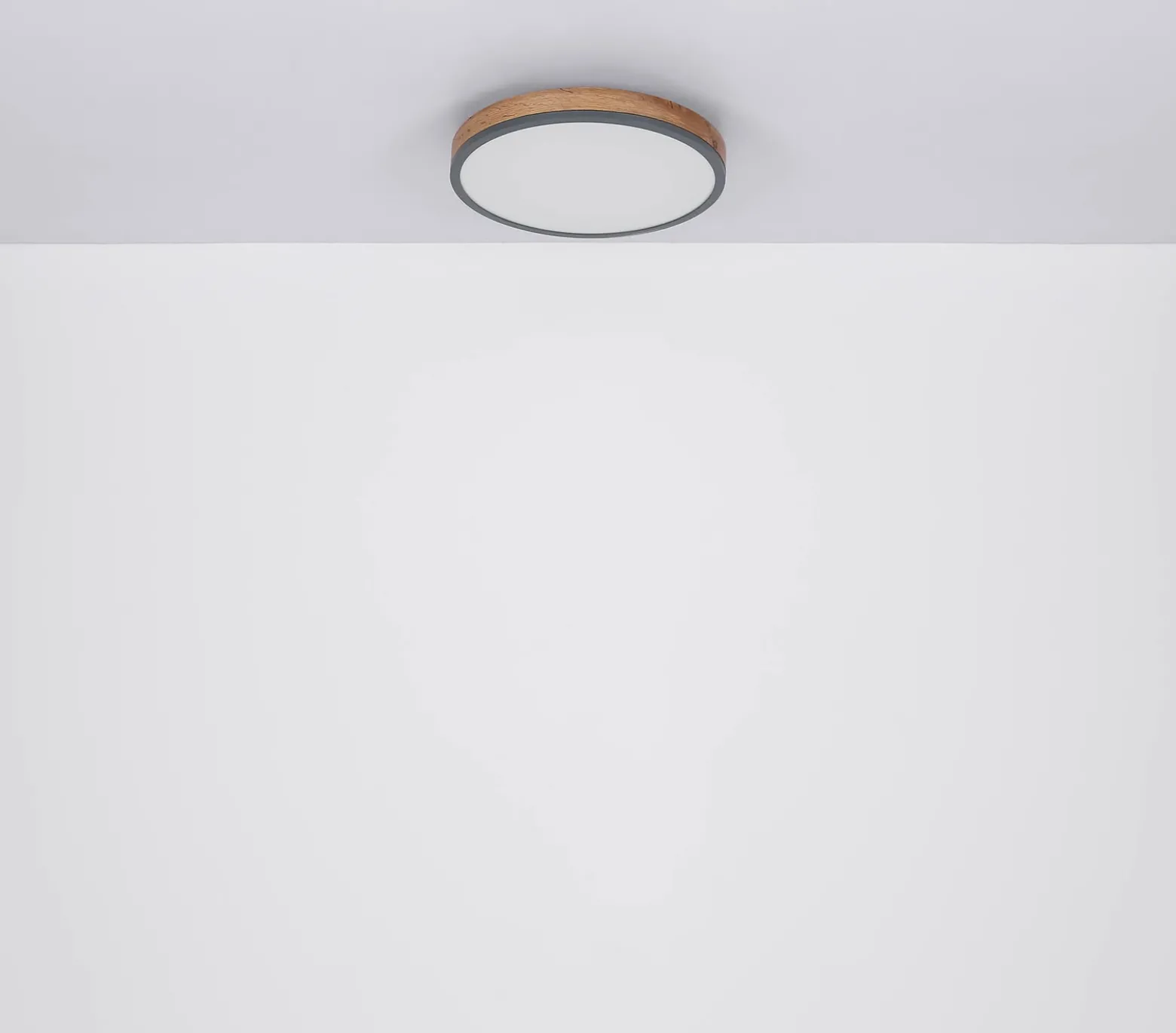 Lámpara LED de techo Doro, Ø 45 cm, grafito oscuro/madera, madera, 830
